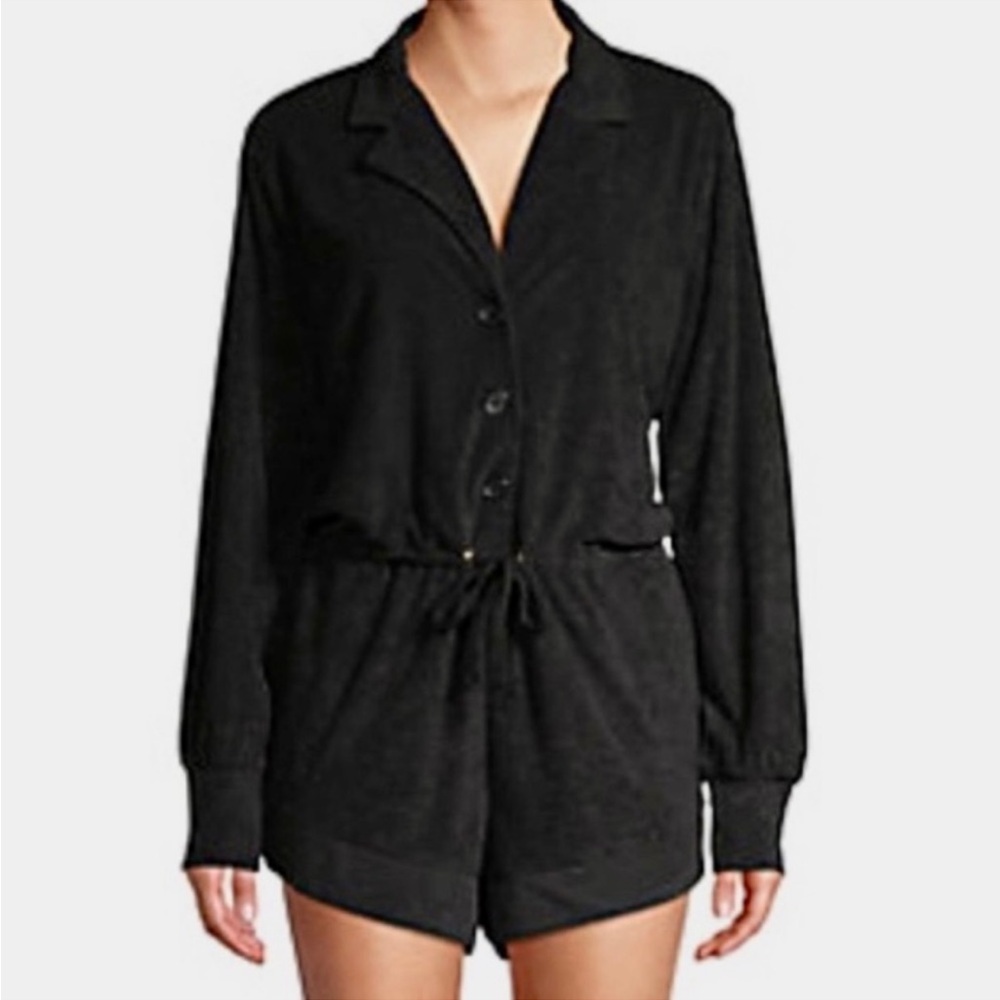 NEW Black Terry Cloth Knit Romper Danielle Bernstein by WeWoreWhat SIZE XL